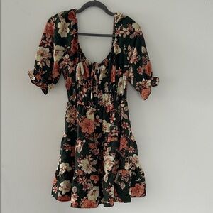 Liberty Love Floral Black and Orange Mini Dress